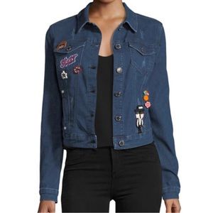 Romeo + Juliet Couture Denim Jacket with Embroidered Pins Size M